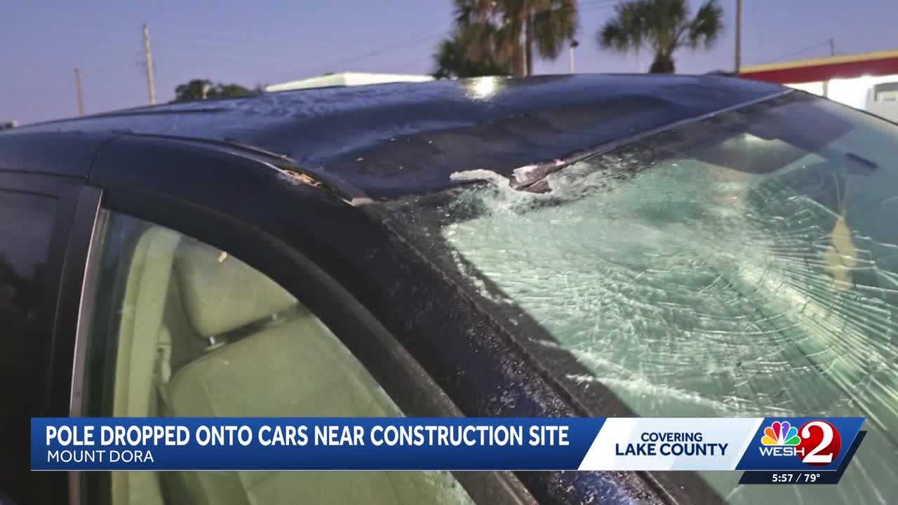 Pole falls on cars near Lake County roundabout work — WESH 2 Orlando, College Station Community news